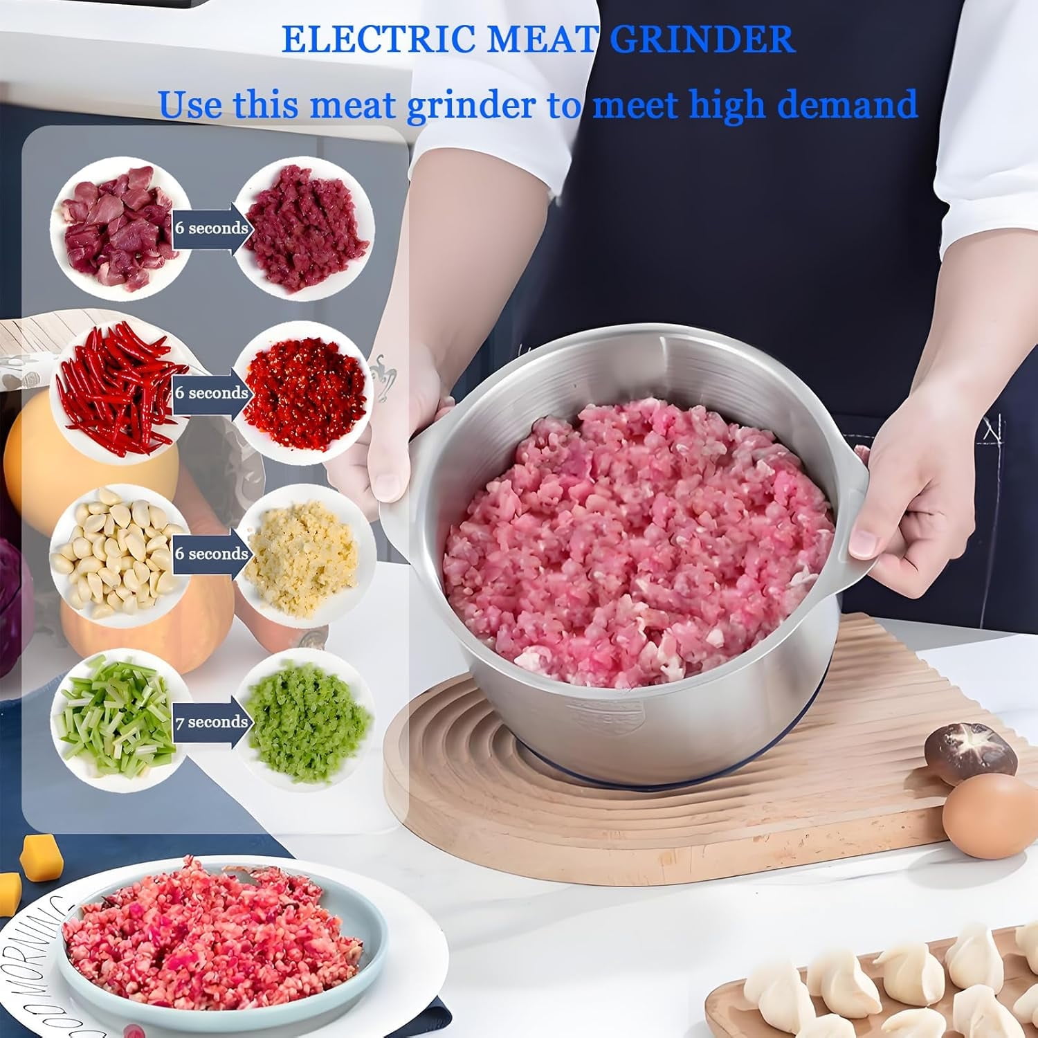 3L Electric Meat Grinder Multifunction Food Processor Chopper ( Blue )