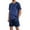 Navy Blue, variant on Ekouaer Men Satin Pajamas Set 2 Piece Silk Sleepwear Shorts Button Down Tops Loungewear with Pockets