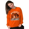 thumbnail image 4 of Haunted House Upstairs Halloween Unisex Plus Fleece Graphic Sweatshirt Brisco Brands 3X, 4 of 5