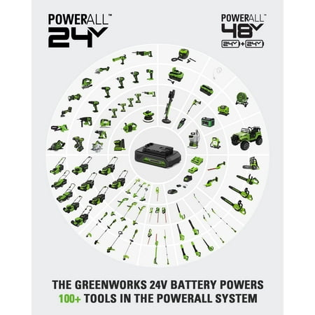 Greenworks - 24 Volt Battery Powered 160-PSI Inflator with 2.0 Ah USB-C Battery & Charger - Green