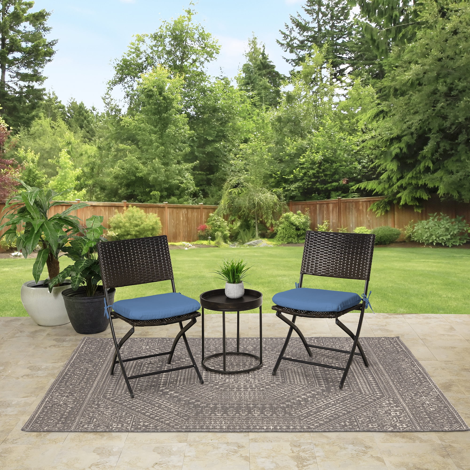 Mainstays 15.5" D x 17" W Mid Blue Solid Rectangle Outdoor Seat Pad (1 Pack)