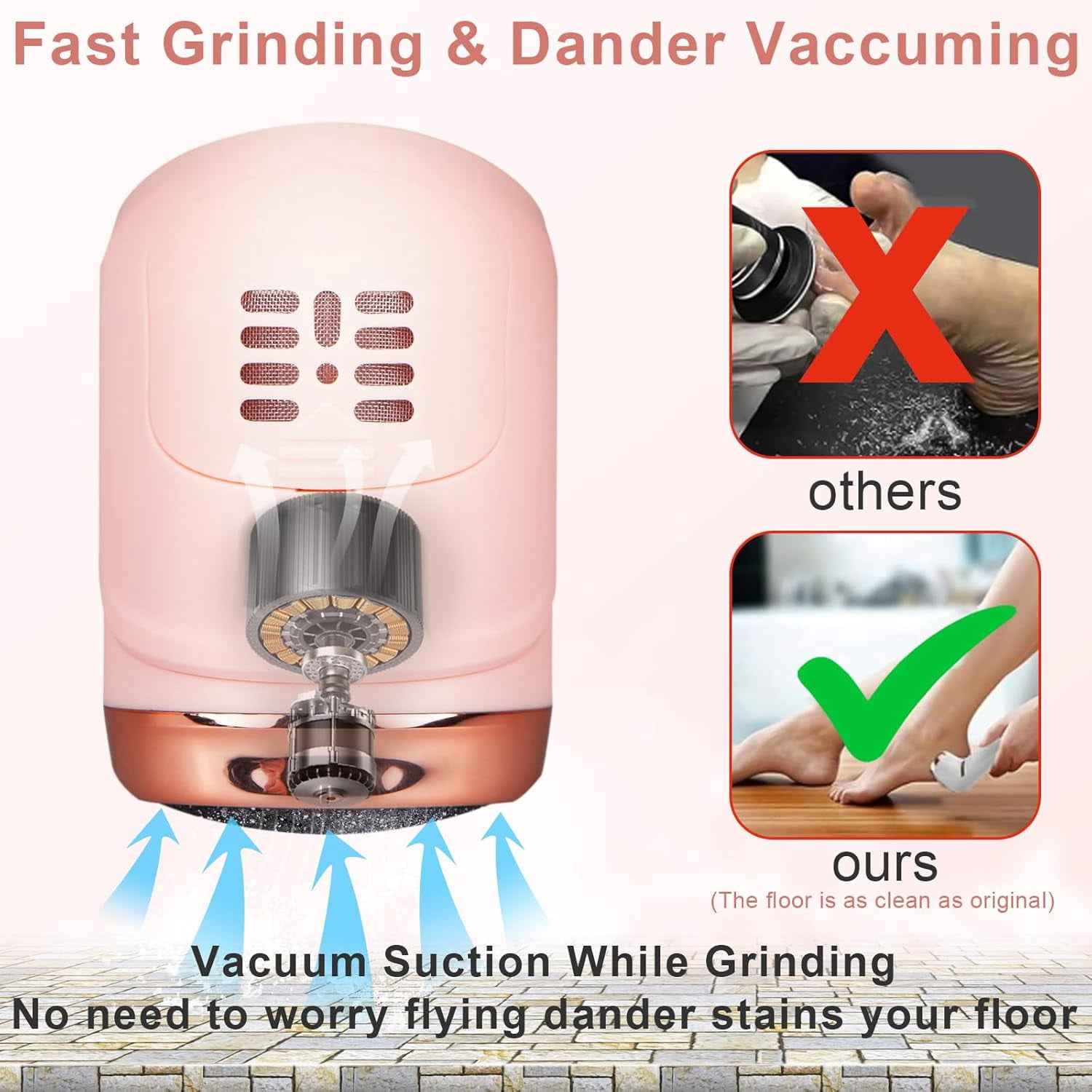 Electric Callus Remover for Feet, Portable Foot File Pedicure Tools, Waterproof 10 in 1 Kit for Cracked Heels, Calluses, Dead Skin, with 3 Roller Heads, 2 Speed, Perfect Hands Scrubber