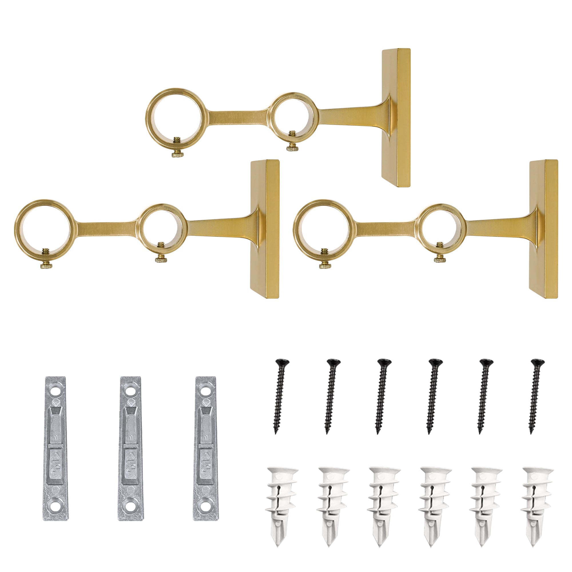 Lumi Home Furnishings Non-Adjustable Double Curtain Rod Brackets 1 in. (3-Piece)