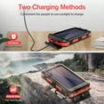 thumbnail image 6 of BAOKALER 30000mAh Solar Charger for Cell Phone iPhone, Portable Solar Power Bank with Dual 5V USB Ports, 2 Led Light Flashlight, Compass Battery Pack for Outdoor Camping Hiking(Red), 6 of 11