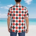 thumbnail image 4 of Honeii Red and black argyle Print Men’s Hawaiian Shirt,Classic Button-Down Short Sleeve Shirt, for Beach, Vacation, and Outdoor Activities,Medium, 4 of 7