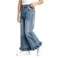 thumbnail image 4 of Lmnyox Wide Leg Jeans for Girls Baggy Cute Elastic Waist Denim Pants Teen Fashion Ruffle Jeans with Pockets, 4 of 9