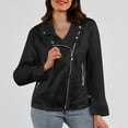 thumbnail image 4 of Casual Jacket for Women Fall Faux Suede Long Sleeve Slim Fit Zip Up Collared Cropped Jacket with Pockets Outerwear, 4 of 5