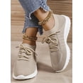 thumbnail image 5 of White Sneakers for Women Lace Up Shoes Wide Width Running Athletic Shoes Comfort Trainers Non Slip Khaki 5, 5 of 8