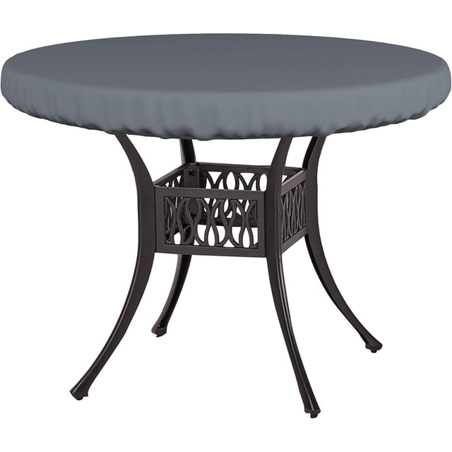 Covers&All Round Table Top Cover, 12 oz Waterproof & UV-resistant (60"Diameter x 4"H Inches, Gray)