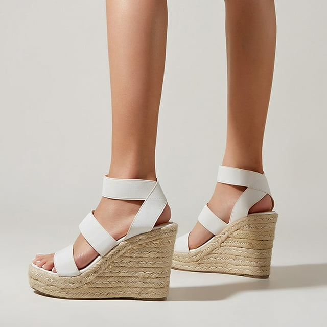 Zapatos de mujer Casual Peep Toe Cuñas Tacones súper altos Sandalias con cordones elásticos de moda Wmkox8yii sa4170