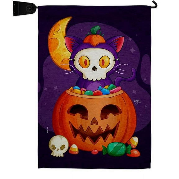 Breeze Decor GS120261-BO-04 Sneaky Cat Falltime Halloween 13 x 18.5. in. Double-Sided Decorative Vertical House Garden Flag Set for Decoration Banner Yard Gift