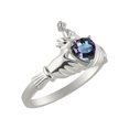 thumbnail image 5 of RYLOS Rings Sterling Silver Claddah Love, Loyalty & Friendship Ring Heart 6MM Gemstone & Diamond Claddagh Rings June Alexandrite Jewelry Size 5, 5 of 7