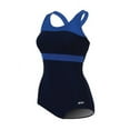 thumbnail image 3 of Dolfin Aquashape Women's Color Block Conservative Lap Swimsuit in Navy/Green, Size 18, 3 of 4