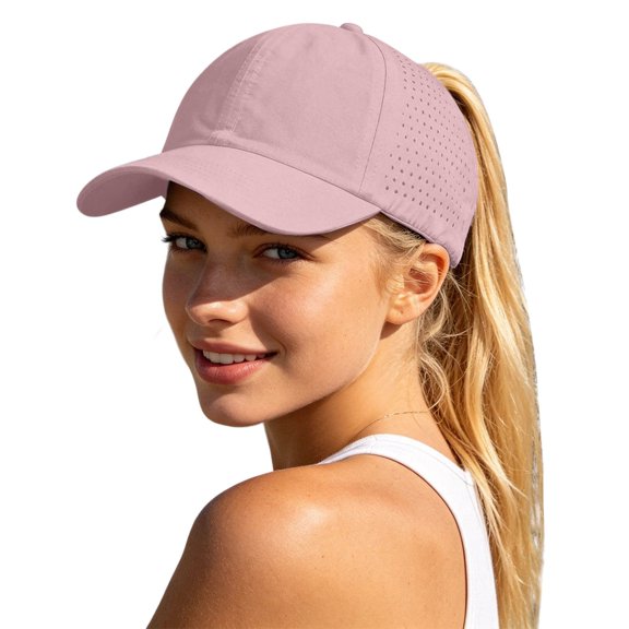 Yuanlong Unisex Baseball Cap Breathable Mesh Ponytail Hat Curved Brim Solid Outdoor Sports Sun Hat