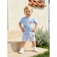 thumbnail image 3 of BemeyourBBs Toddler Baby Boys Summer Clothes Cute Infant Baby Boy Airplane Outfit Short Sleeve Airplane Embroidered T Shirt Tops and Striped Pockets Shorts Set Toddler Boys Summer Outfit, 3 of 9