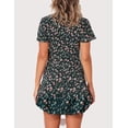 thumbnail image 3 of Vestido estampado de manga corta de verano para mujer Vestidos cortos casuales con cuello en V Fokelyi WRMH-1448-2, 3 of 5