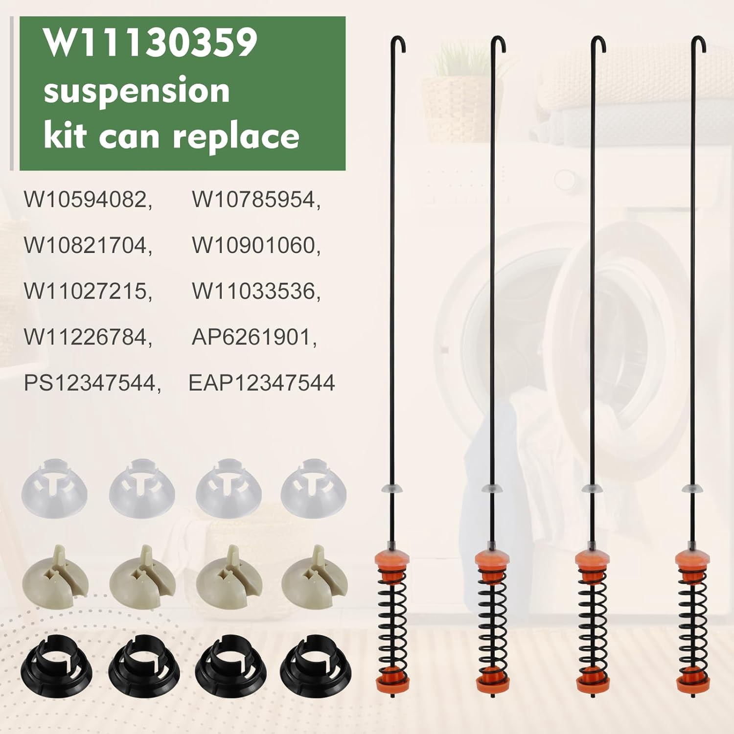 Suspension rod W11130359 Compatible with Whirlpool Maytag Kenmore Crosley 7MWTW7000EW0, 7MWTW7300EW0, MVWB755DW0, MVWB757JW0, 11026132412, 11020372710