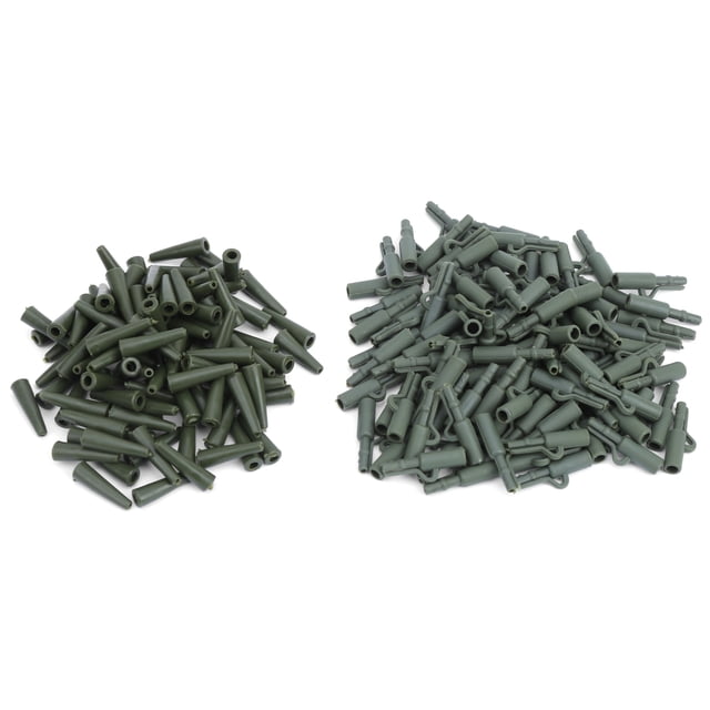 100 juegos de conector de sedal de fijación para pesca de carpa, 35MM, manga, Clip de seguridad, accesorio para aparejos, color verde