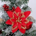 thumbnail image 3 of 15 Pièces Paillettes Poinsettia Fleurs Artificielles Décorations Arbre Ornements Paillettes Rouges Or, 3 of 11