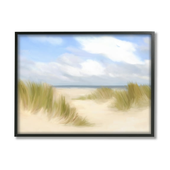 Stupell Industries Coastal Sand Dunes Nature Painting Black Framed Art Print Wall Art, 14 x 11