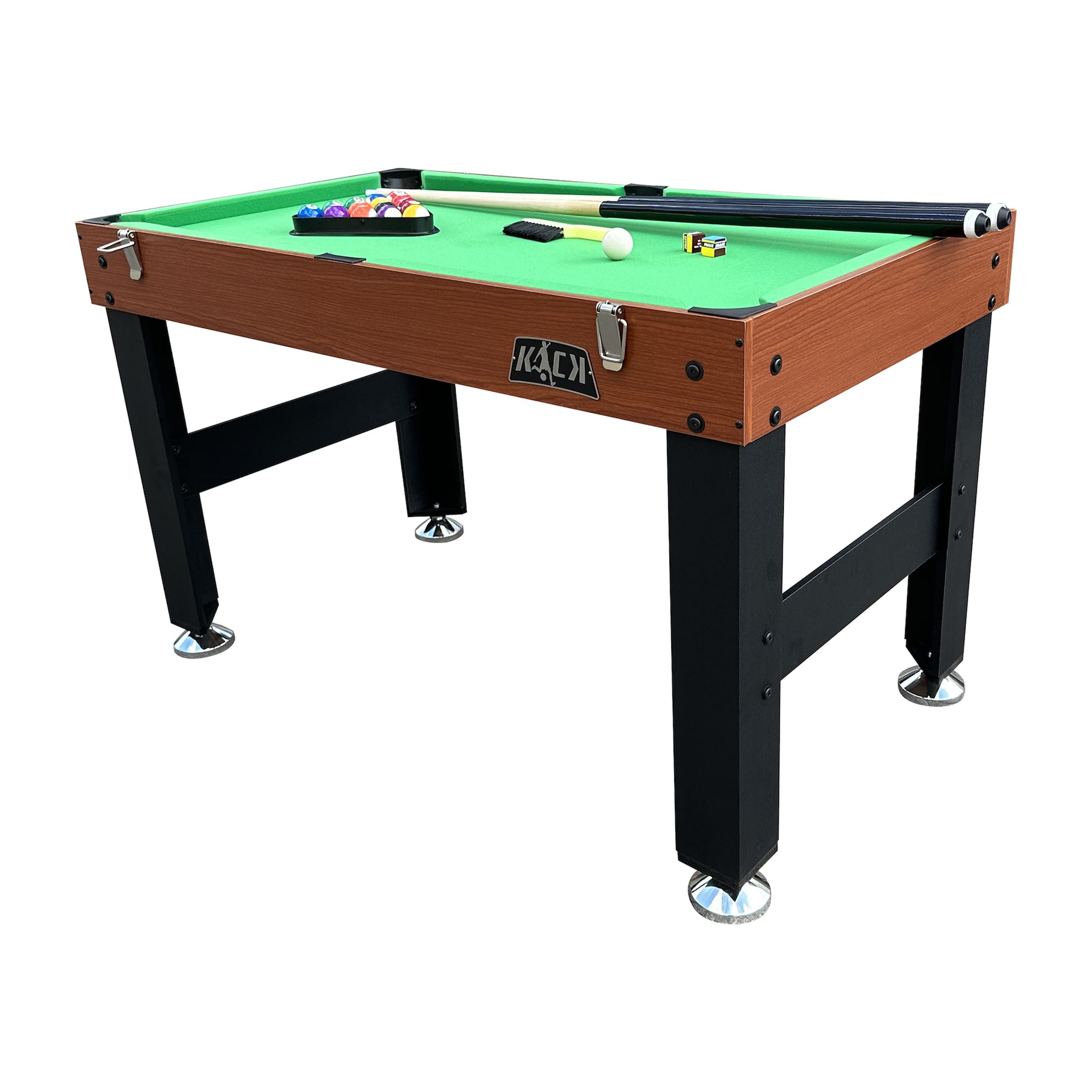 KICK Trio 48″ 3-in-1 Multi Game Table (Brown) - Game Table Set - Billiards, Air-Hockey, and Foosball