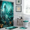 thumbnail image 5 of 4 Pcs happy Halloween Shower Curtain Set, with Non-Slip Rugs,Toilet Lid Cover and Bath Mat, Pumpkin Spider Decor for Bathroom, Halloween Party Gifts Supplies, 72'' x 72'', 5 of 6