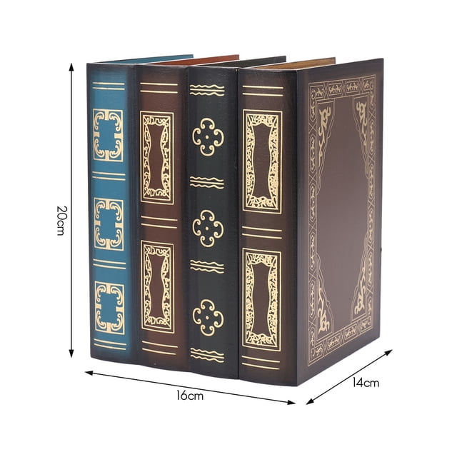 2X False Book Box Vintage Storage Props Book Jewelry Storage Packaging Study Book Ornaments Wooden