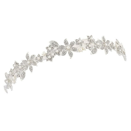 - Unique BargainsWedding Bride Imitation Pearl Detail Rhinestone Inlaid Tiara Headpiece Headband