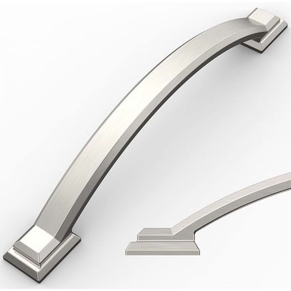 5 Pack Brushed Satin Nickel Cabinet Pulls 5 Inch(128mm) Hole Centers, Handles for Kitchen Cabinet Hardware, Arch Cabinet Handles for Bathroom Dresser Drawer Handles