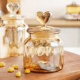 thumbnail image 1 of Tarro de cristal con tapa de amor, color ámbar, para almacenar y sellar, para frutos secos, granos de café, cáscara de naranja, hojas de té, 1 of 4
