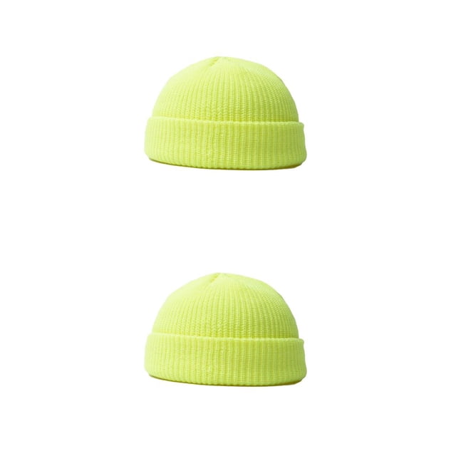Qarigey Sombrero de hilo de punto de invierno Gorras de cabeza corta de moda casual Hombres Mujeres Sombreros Patinaje Snowboard Camping Amarillo brillante 2piezas