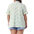 thumbnail image 4 of Blusa casual de verano para mujer de tallas grandes Agnes Orinda, con estampado floral, cuello en V con volantes y mangas cortas abullonadas, 4X verde, 4 of 8