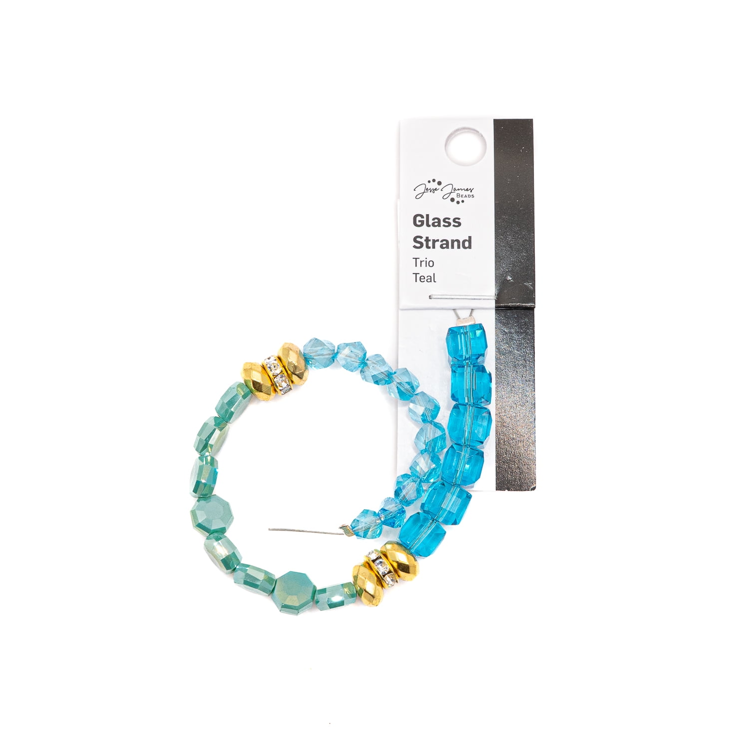(2 pack) Jesse James Glass Strand Beads Trio – Teal, 1 Piece, Multi-Purpose for Teens and Adults