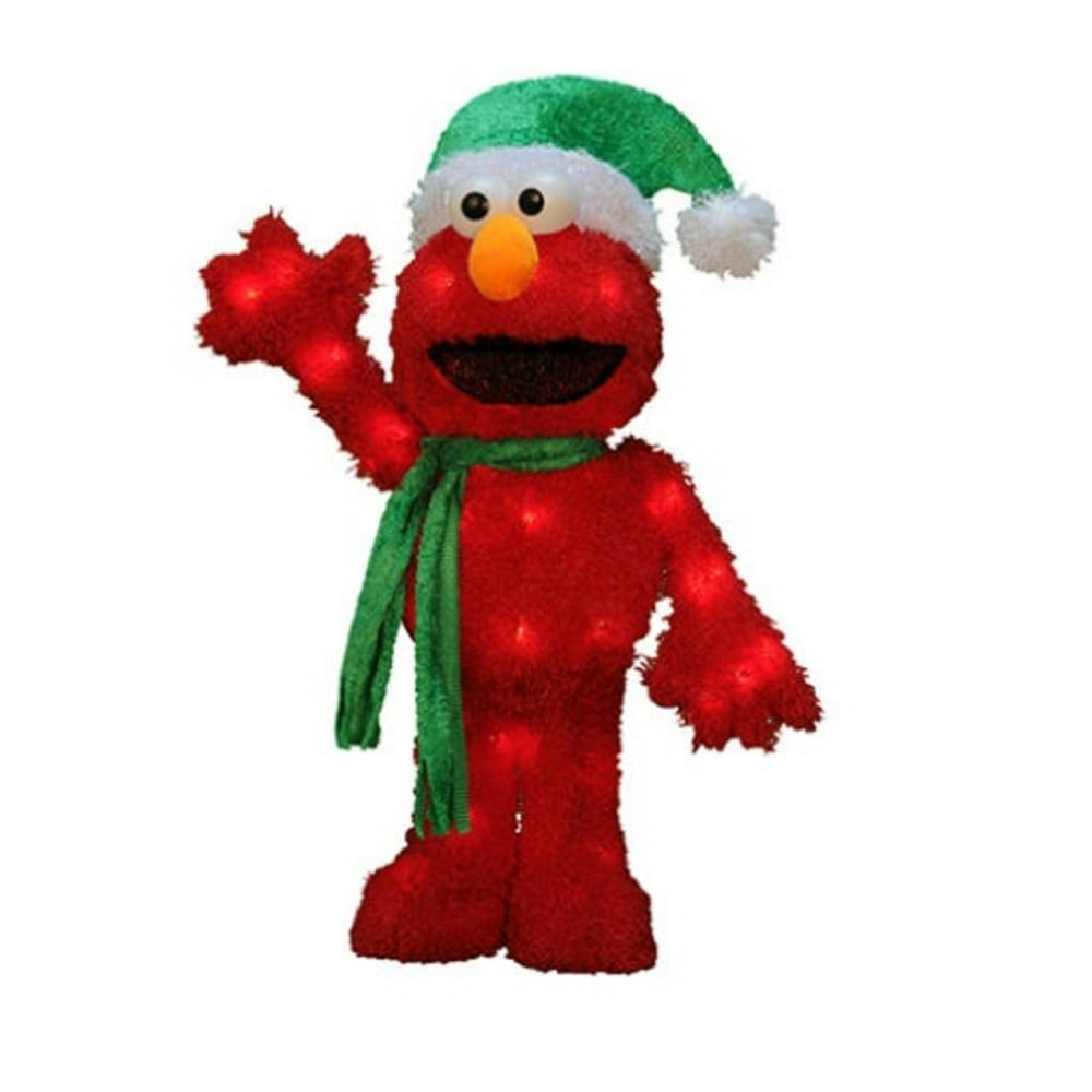 18" PreLit 3D Sesame Street Waving Elmo Christmas Outdoor Decoration