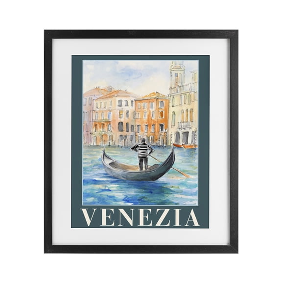 Stupell Industries Traditional Venezia Gondola View Black Framed Print Under Glass, 13 x 16, by Lanie Loreth