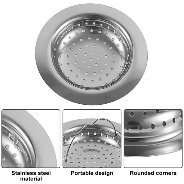 Coladores de fregadero de cocina Colador de fregadero de acero inoxidable con mango de 11 cm, evita la obstrucción de desechos para fregadero de cocina, ba?eras, ba?eras, 4 piezas, plateado XianweiShao 8390605611780