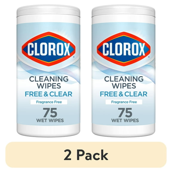 (2 pack) Clorox Free & Clear Cleaning Wipes, Fragrance Free, 75 Count