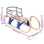 vidaXL 1 Piece Foldable Toboggan Sledge with Backrest 43.3 Plywood for Kids 3-14