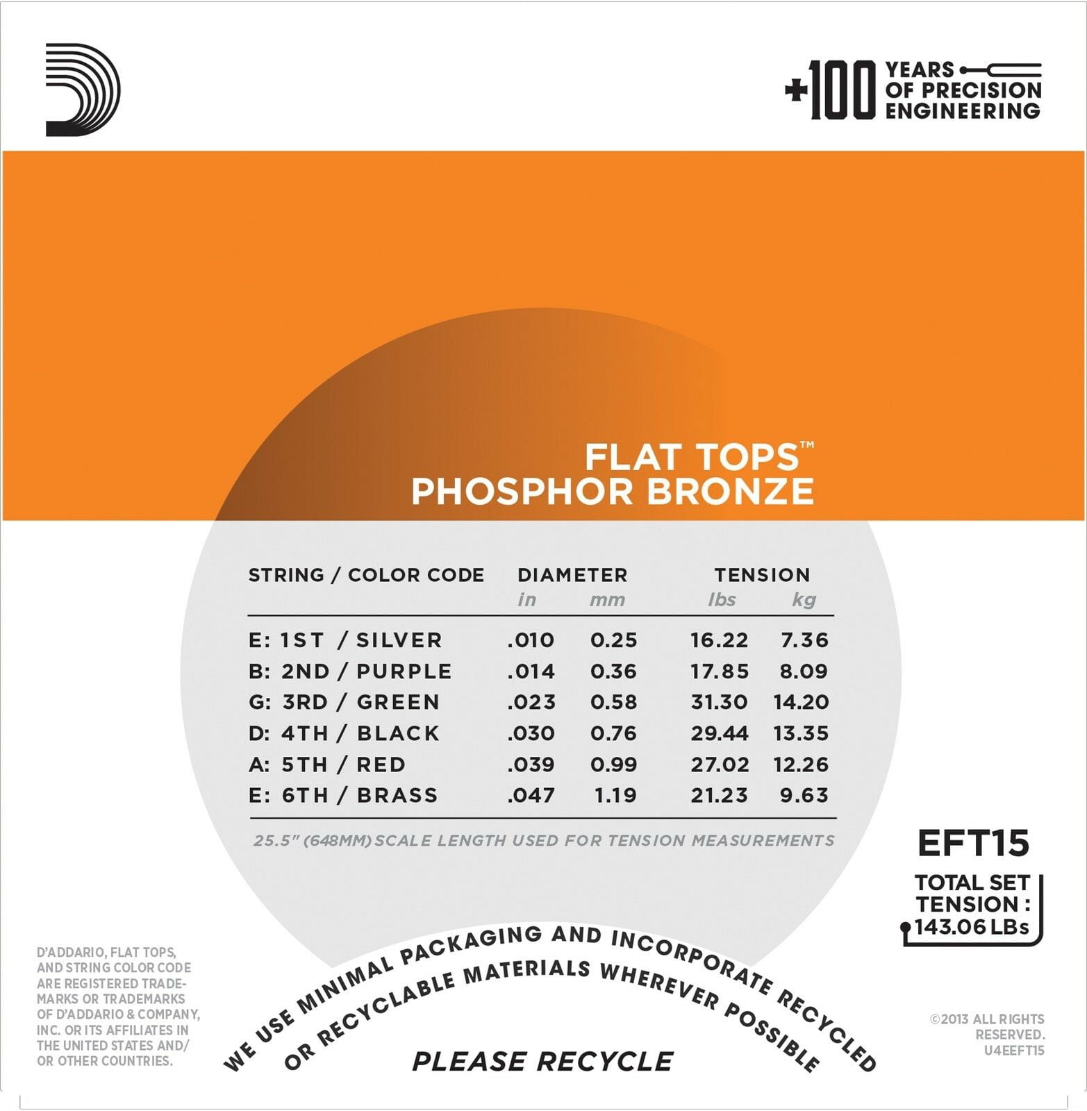 D'Addario Guitar Strings 3 Pack Acoustic EFT15 Extra Light