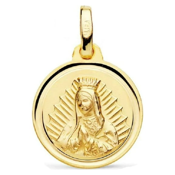 18K Solid Yellow Gold Our Lady Of Guadalupe Medal (14 mm)