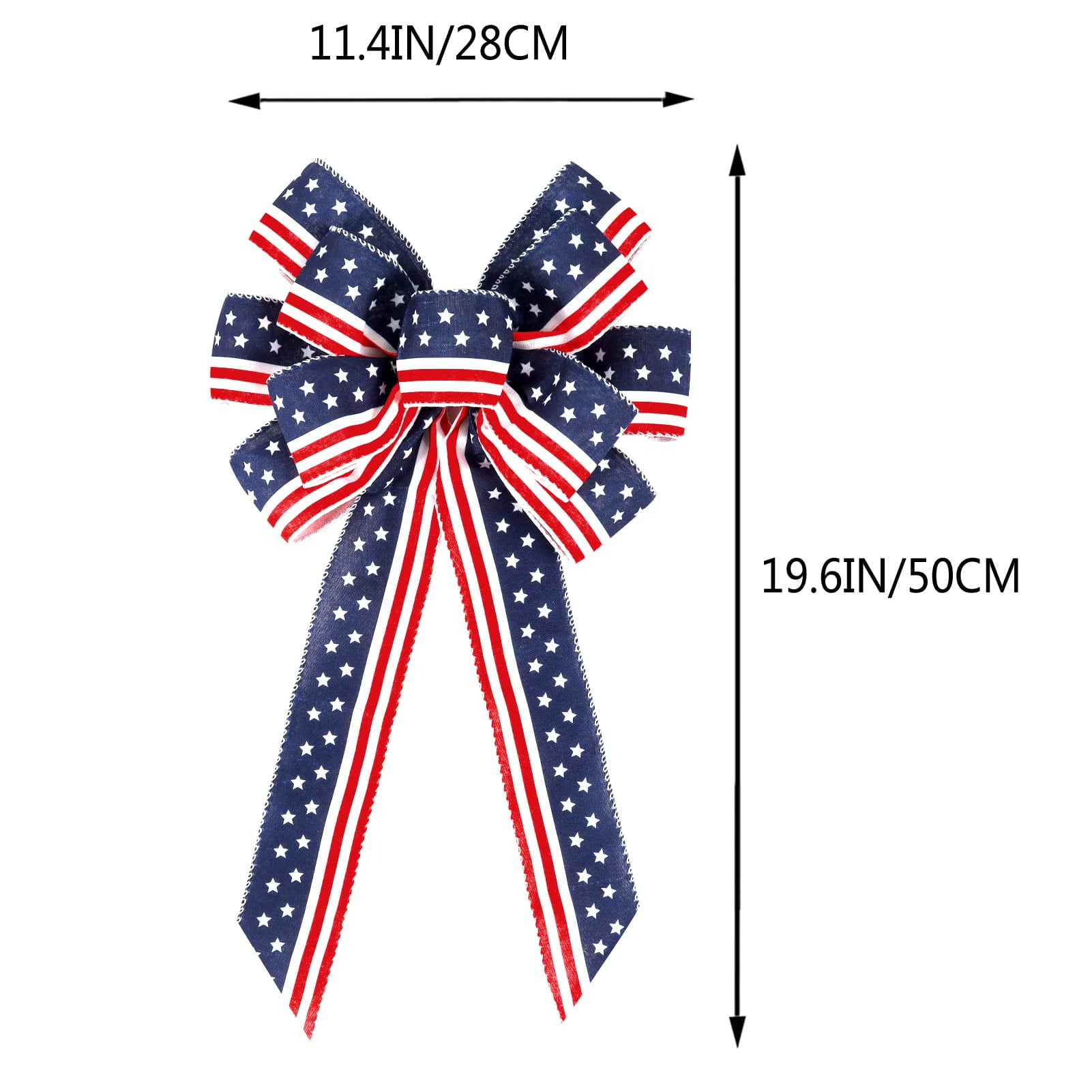 Blue 2 Pack Patriotic Ribbon Bows for Wreath and Holiday Decor
