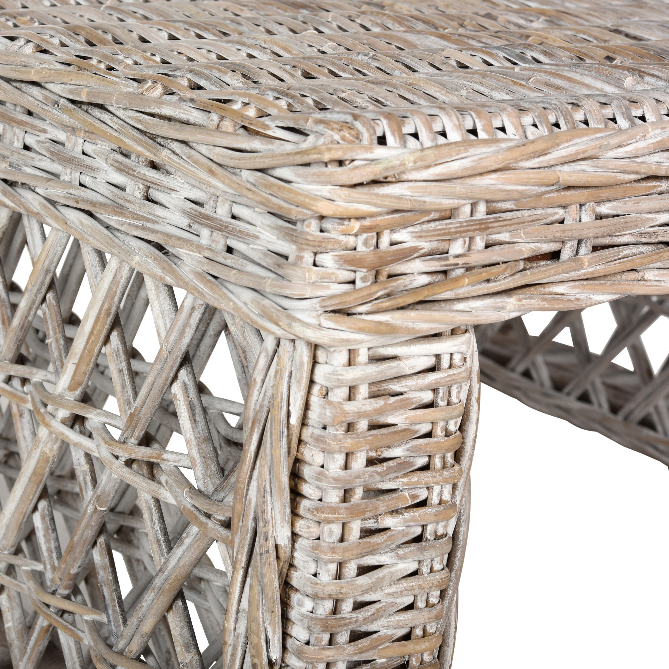SAFAVIEH Shila Nautical Wicker Coffee Table, White Wash