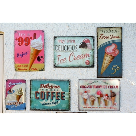 - LAMINATED POSTER Sign Vintage Retro Ice Cream Vintage Sign Poster Print 24 x 36