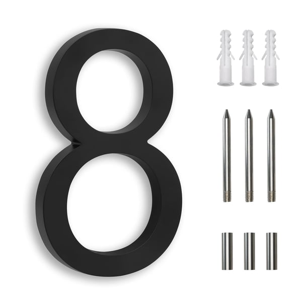 Número de casa BUTUNITA 18 cm negro de aleación de zinc moderno 8