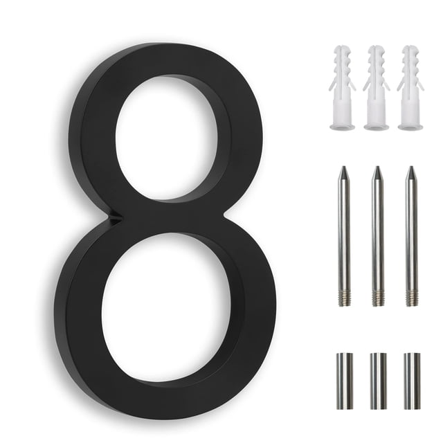 Número de casa BUTUNITA 18 cm negro de aleación de zinc moderno 8