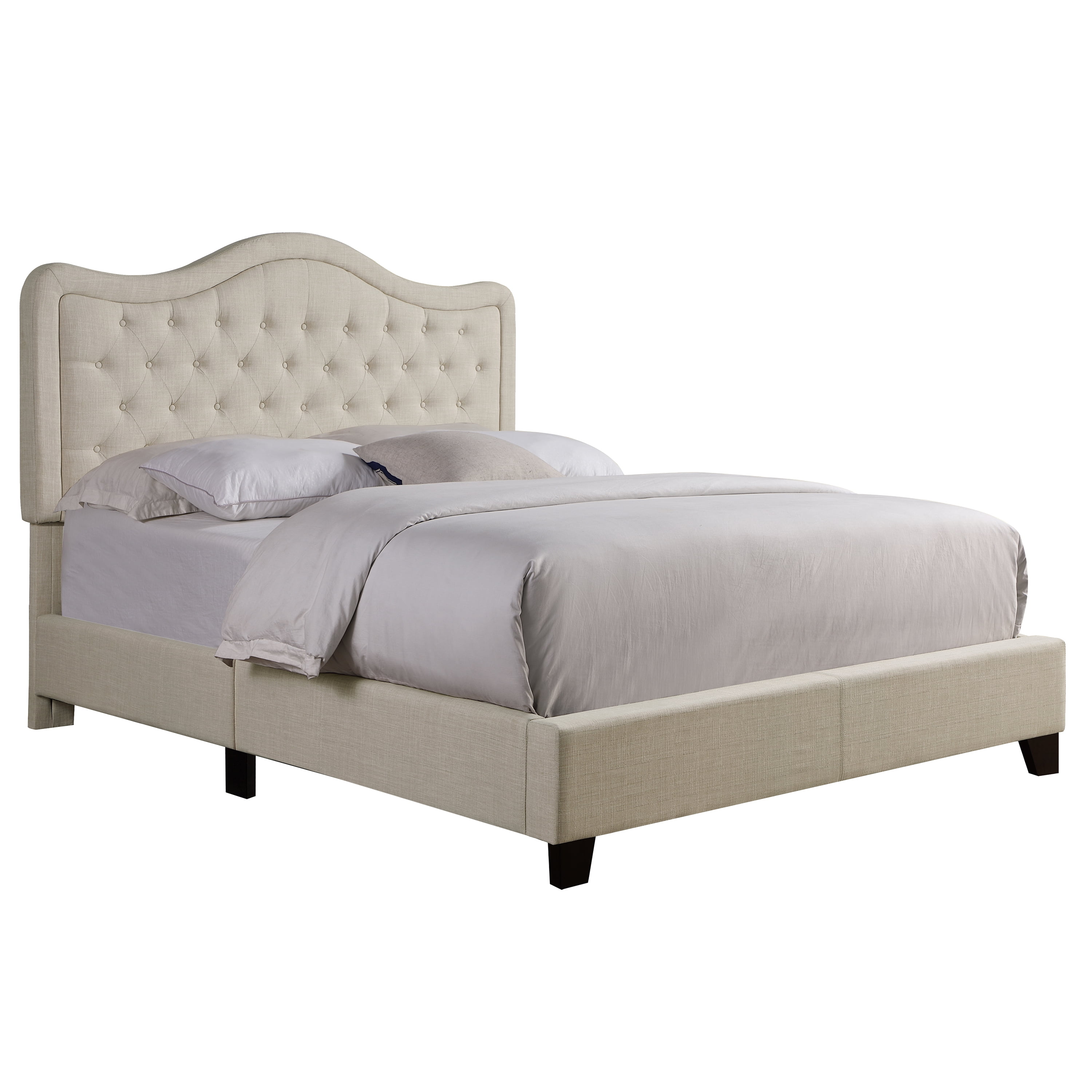 BSHTI Livingroom Modern Twin Size Metal Platform Bed Frame with Upholstered Headboard and wood slats support for Livingroom, Box Spring Required