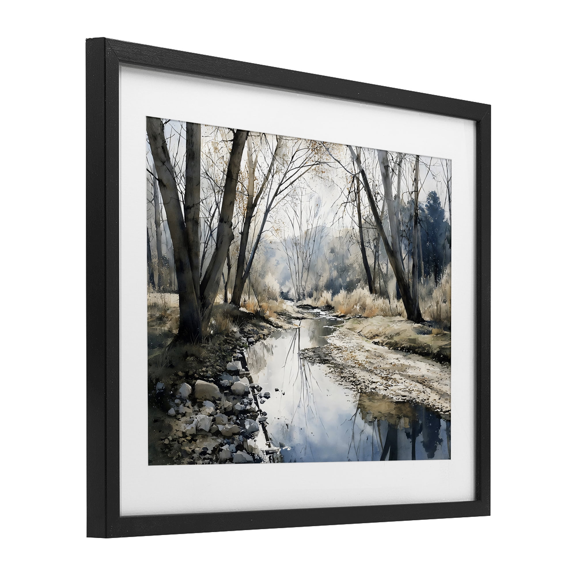 Stupell Industries Serene Reflections at Autumn Creek Black Framed Print Under Glass, design by Franklyn Gregory