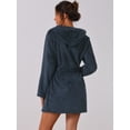 thumbnail image 3 of DARING DIVA Fuzzy Hooded Plush Bath Robe Mini Bathrobe L Navy, 3 of 6