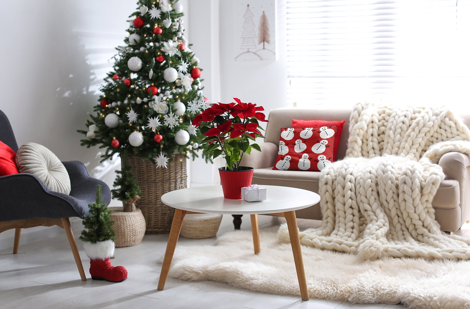 20" x 20" Simply Daisy Dancing Snowmen Polyester Accent Pillow, Berry Red Qty 1