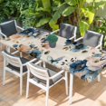 thumbnail image 2 of Vintage Blue Floral Table Cloths for 8 Foot Rectangle Tables, Butterflies Watercolor Flower Linen Patio Waterproof Elastic Fitted Tablecloths, Washable Rectangular Table Cover for Camping, 2 of 8